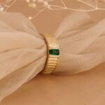 14K Solid Gold Natural Emerald Gatsby Ring - Image 5