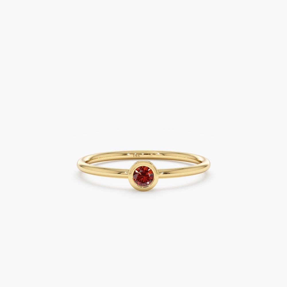 Natural Garnet Bezel Ring