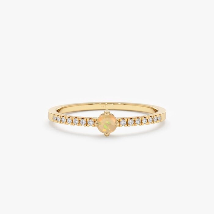 Opal and Diamond Engagement Ring