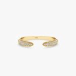 18K Solid Gold Pave Natural Diamond Claw Ring