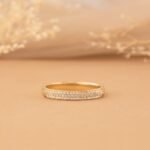 18K Solid Gold Pave Natural Diamond Dome Ring - Image 2