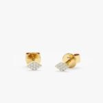 Paved Natural Diamond Rhombus Studs