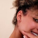 14K Solid Gold Pear Cut Emerald Diamond Stud Earrings - Image 4