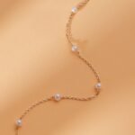 18k Solid Gold Pearl Station Bracelet - Image 2