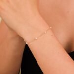 18k Solid Gold Pearl Station Bracelet - Image 3