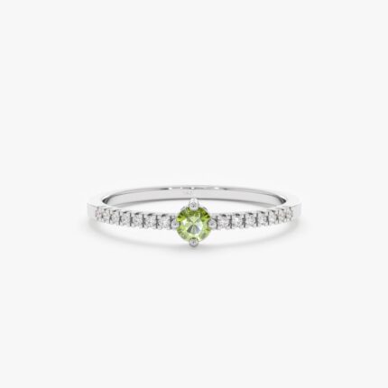 Peridot and Diamond Engagement Ring