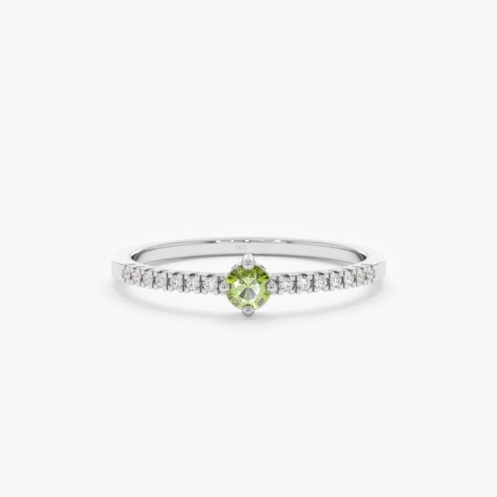 Peridot and Diamond Engagement Ring