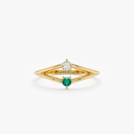 Petite Emerald and Diamond Ring