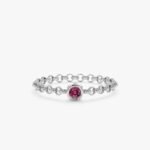 18K Solid Gold Pink Tourmaline Chain Ring - Image 6