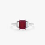 14K Solid Gold Ruby and Natural Diamond Engagement Ring - Image 4