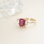 14K Solid Gold Ruby and Natural Diamond Engagement Ring - Image 2