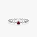 18K Solid Gold Ruby Chain Ring - Image 4