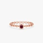 18K Solid Gold Ruby Chain Ring - Image 2