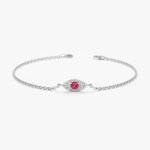 18k Solid Gold Ruby Eye Diamond Bracelet - Image 5