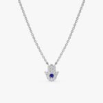 Sapphire & Natural Diamonds Hamsa Necklace - Image 3