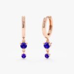 14K Solid Gold Sapphire Drop Huggies - Image 5