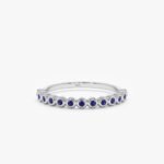 14K Solid Gold Sapphire Half Eternity Band - Image 3