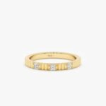 Solid Gold Diamond Ribbed Ring
