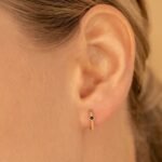 14K Solid Gold Garnet Huggies - Image 4