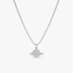 Solid Gold Natural Natural Diamond Saturn Pendant Necklace - Image 4