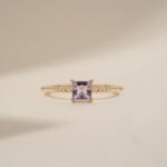14K Solid Gold Square Amethyst Ring - Image 5