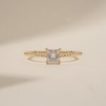 18K Solid Gold Square Moonstone Ring - Image 3