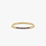14K Solid Gold Thin Blue Sapphire Stacking Ring