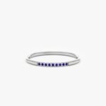 14K Solid Gold Thin Blue Sapphire Stacking Ring - Image 2
