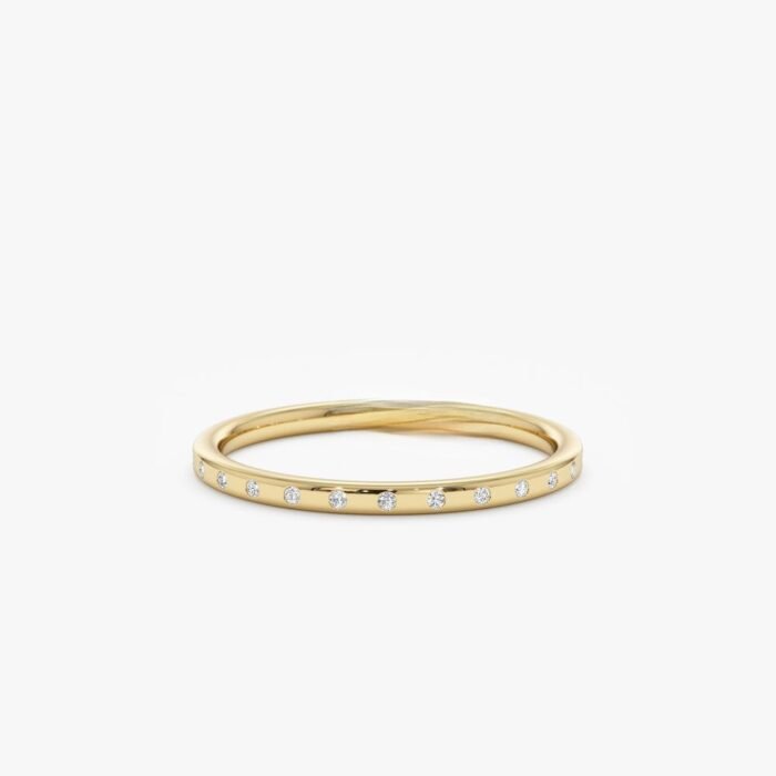 Thin Flush Set Diamond Ring