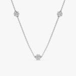 Triple Diamond Ball Station Necklace - Image 2