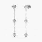 Triple Diamond Hanging Earring Studs - Image 2