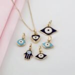White Enamel Evil Eye Heart Charm - Image 2
