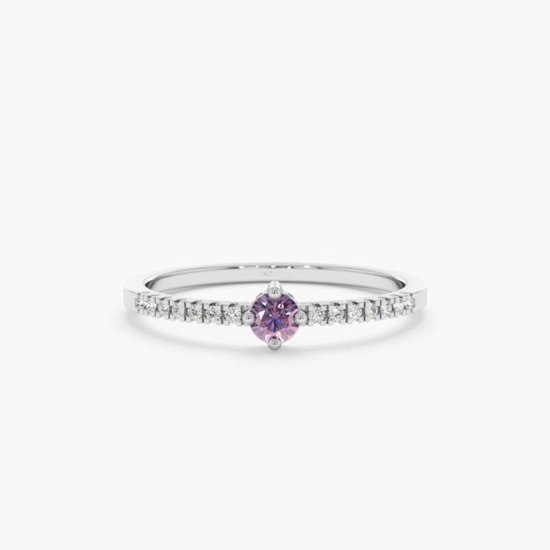 14k solid gold amethyst and diamond ring ksu00901 2