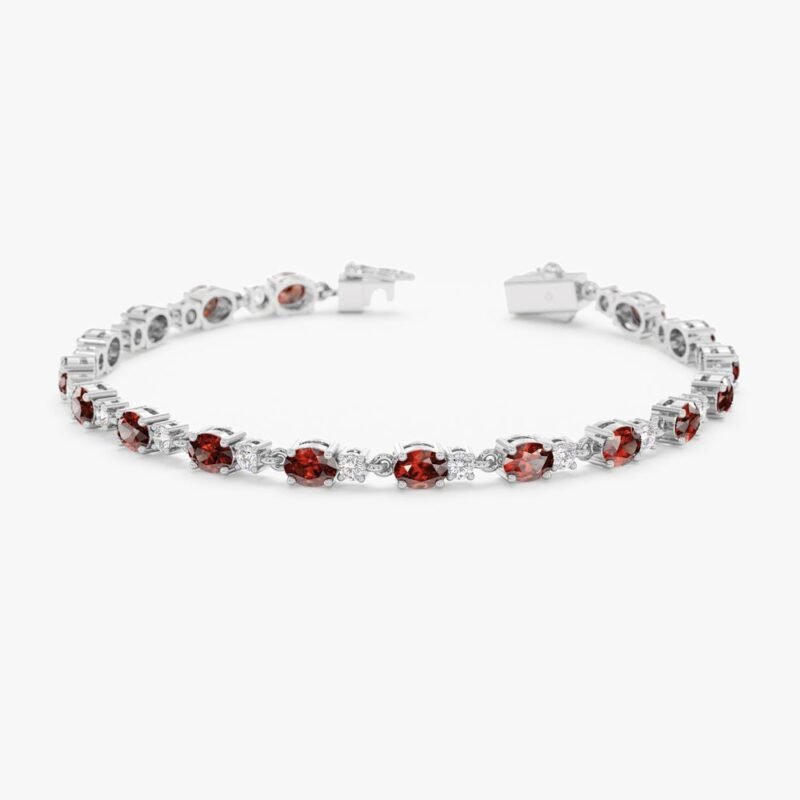 14k solid gold garnet diamond eternity bracelet ksu0038 2