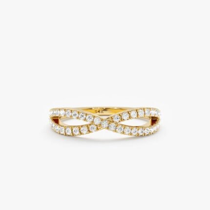 Diamond Crossover Gold Ring