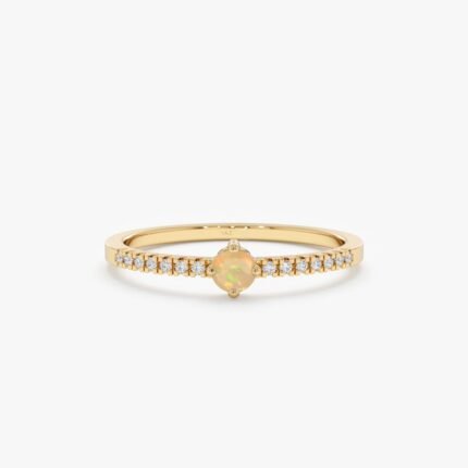 Opal and Diamond Engagement Ring