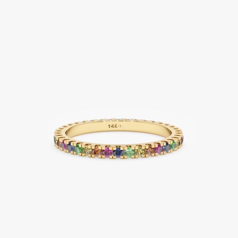 Prong Rainbow Sapphire Eternity Ring