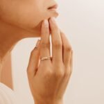 14K Solid Gold Three Line Natural Diamond Crossover Ring - Image 2