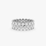 18K Solid Gold Flat Bead Natural Diamond Eternity Ring - Image 2