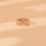 18K Solid Gold Flat Bead Natural Diamond Eternity Ring - Image 3