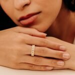 18K Solid Gold Natural Diamond Link Chain Eternity Ring - Image 4