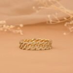18K Solid Gold Natural Diamond Link Chain Eternity Ring - Image 5