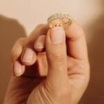 18K Solid Gold Natural Diamond Link Chain Eternity Ring - Image 6