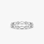 18K Solid Gold Natural Diamond Marquise Shape Eternity Ring - Image 2