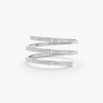 18K Solid Gold Natural Diamond Spiral Ring - Image 2