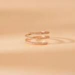 18K Solid Gold Natural Diamond Spiral Ring - Image 4