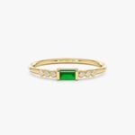 18K Solid Gold Natural Emerald and Diamond Ring
