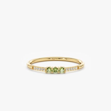 Natural Peridot and Diamond Ring