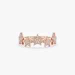 18K Solid Gold Pave Natural Diamond Multi Star Ring - Image 4