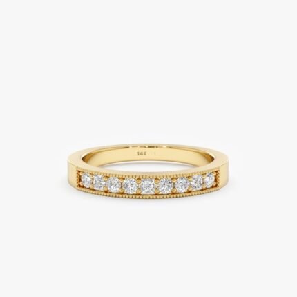 Milgrain Edge Diamond Wedding Band